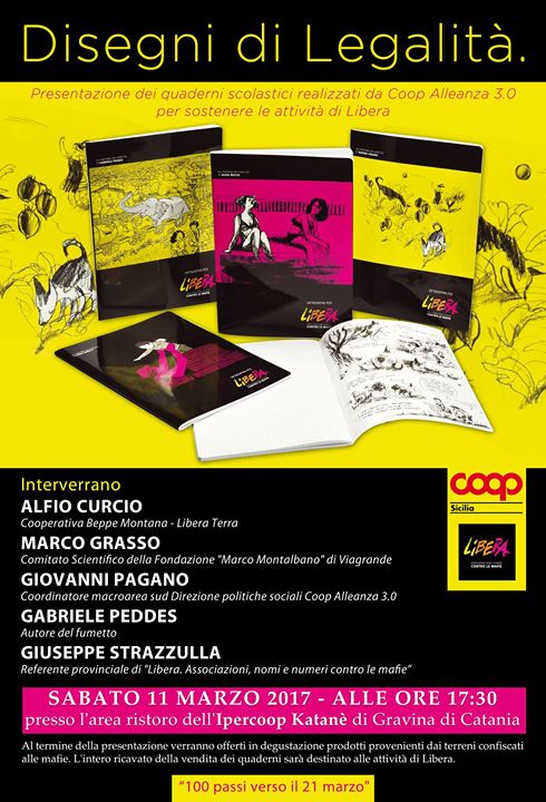 “DISEGNI DI LEGALITA'” IPERCOOP KATANE’  INTERVISTA AL FUMETTISTA GABRIELE PEDDES