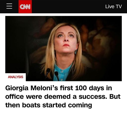 Secondo la Cnn “Meloni bene nei primi 100 giorni, ma il problema migranti…”