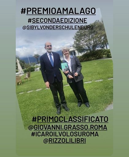A Giovanni Grasso il premio Amalago 2023 per “Icaro,il volo su Roma”