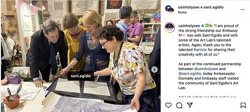 Ambasciata Usa presso Santa Sede ospita lavori Art Lab Sant’Egidio