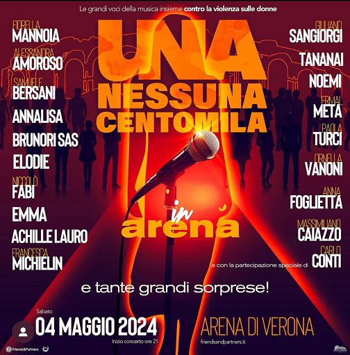 “Una nessuna centomila”, il 4 maggio concerto contro violenza donne