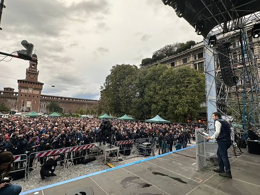 M.O., Salvini in piazza a Milano: fascista chi attacca Israele