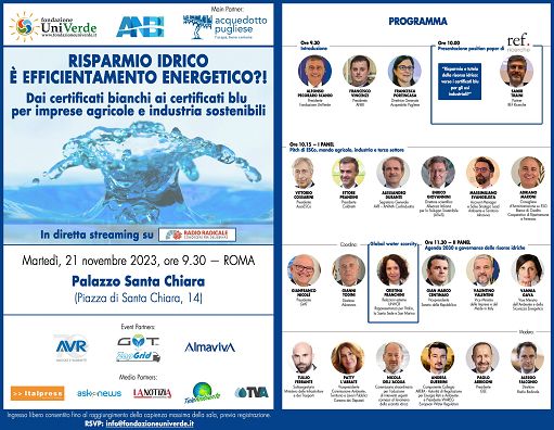 Risparmio idrico e imprese sostenibili, convegno UniVerde-ANBI