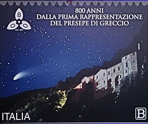 Umbria, un francobollo per Greccio con la Cometa Hale-Bopp
