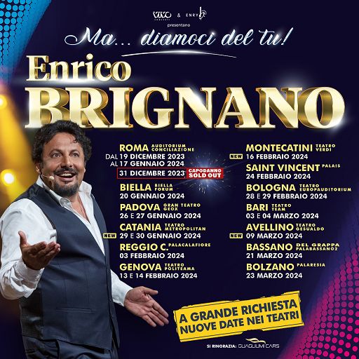 Enrico Brignano a Roma con “Ma…diamoci del tu!”