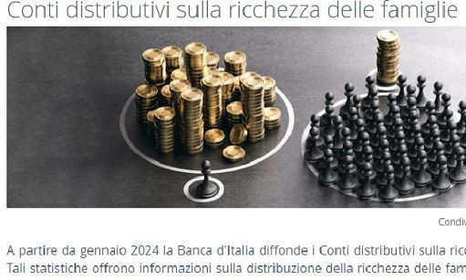 Bankitalia: il 5% delle famiglie italiane possiede il 46% di ricchezza totale