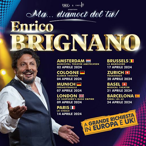 Enrico Brignano, il tour “Ma…diamoci del tu” sbarca all’estero