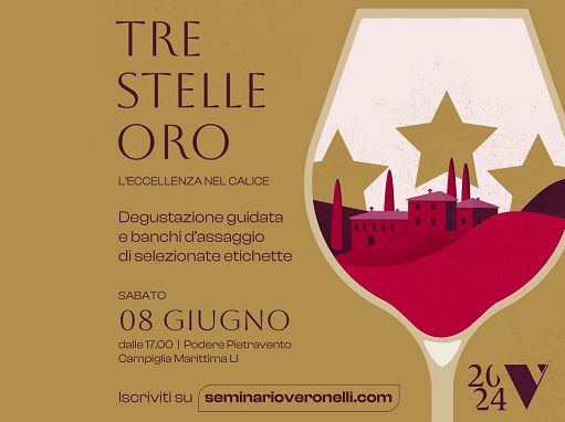 Vino, 8 giugno degustazione dei “Tre Stelle Oro” della guida Veronelli