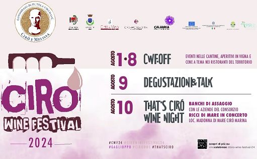 Vino, il 9 e 10 agosto “Cirò Wine Festival” anima le terre della Doc