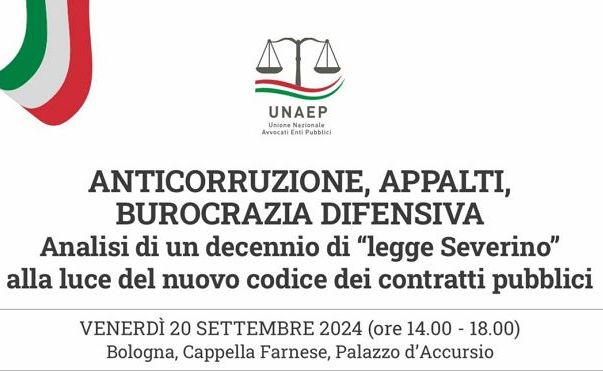 P.A, il 20 settembre a Bologna convegno avvocati Unaep su legge Severino