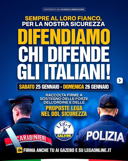 Sicurezza, firme on line e gazebo Lega a sostegno forza pubblica