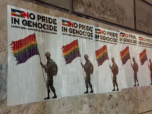 Laika in azione a sostegno di Arcigay Roma: “No pride in Genocide!”